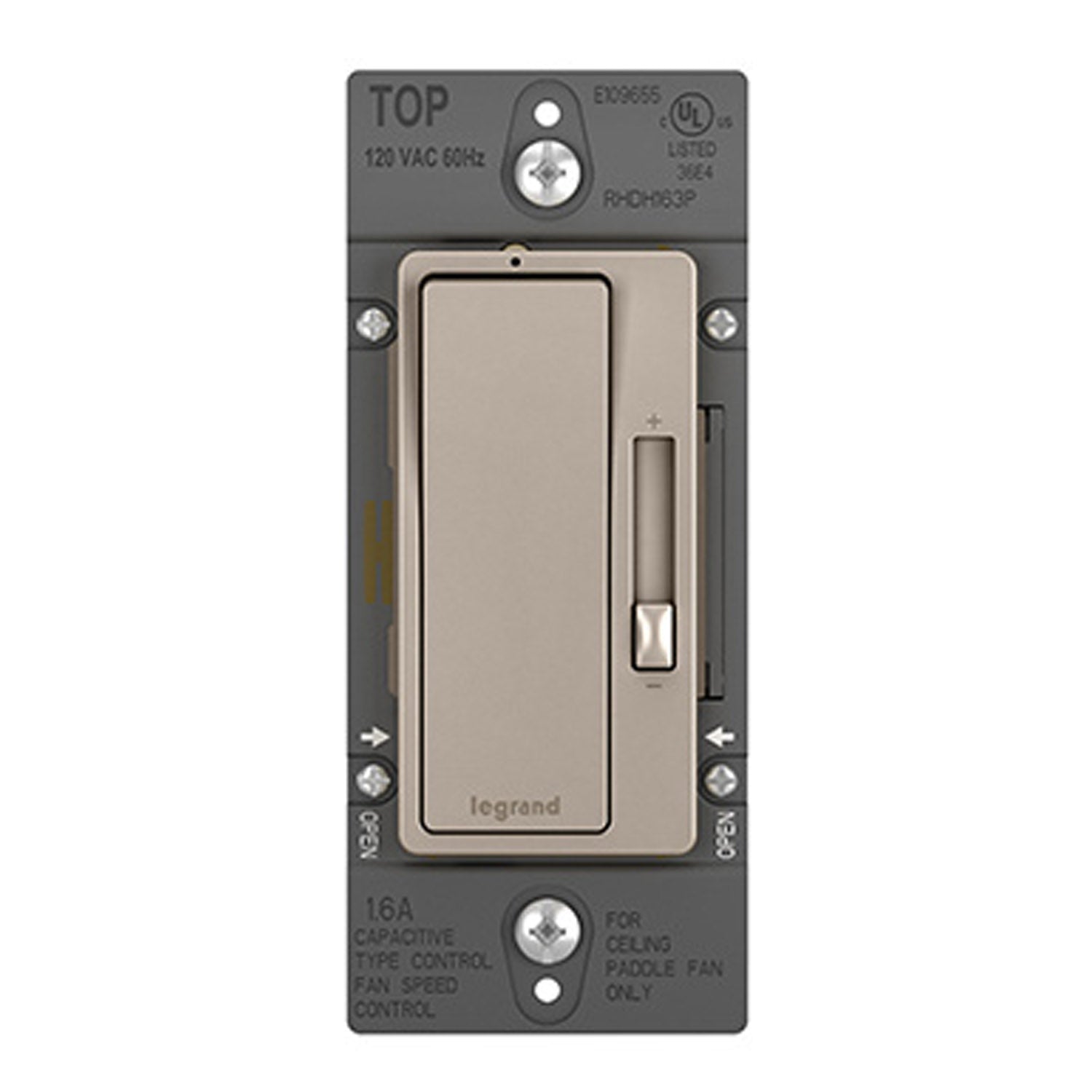 radiant 1.6 Amp De-Hummer Fan Speed Control Switch, Single Pole/3-Way, Nickel - Bees Lighting