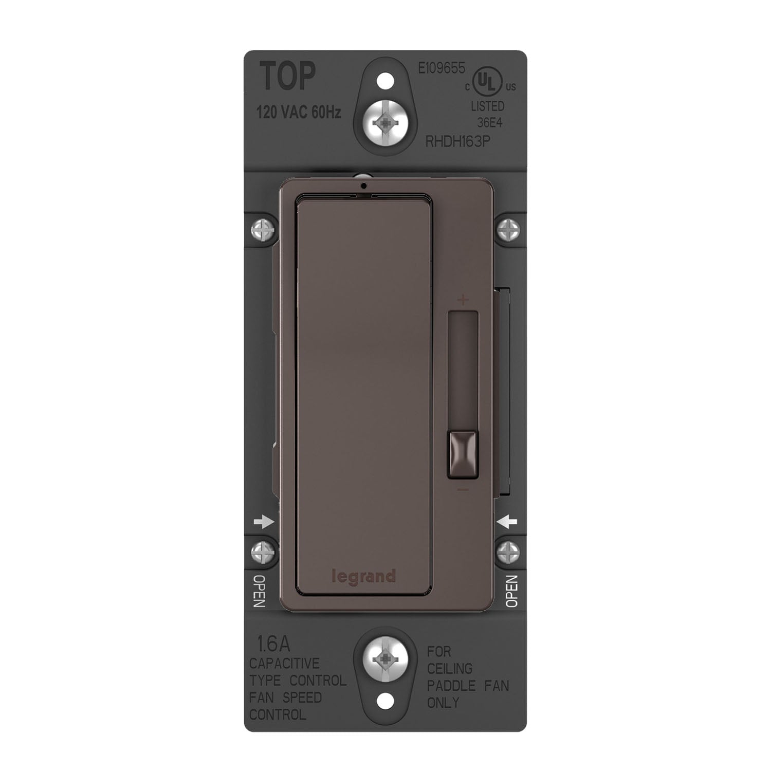 radiant 1.6 Amp De-Hummer Fan Speed Control Switch, Single Pole/3-Way, Brown - Bees Lighting