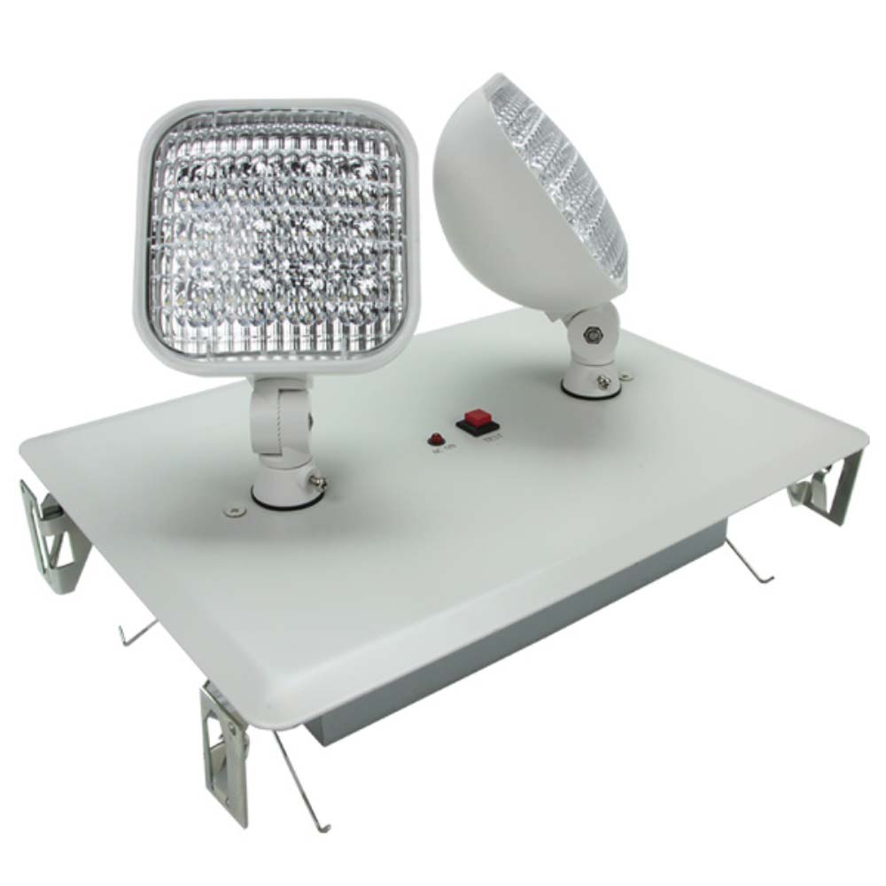 Recessed LED Emergency Light Steel Housing Fully Adjustable Battery Backup, White