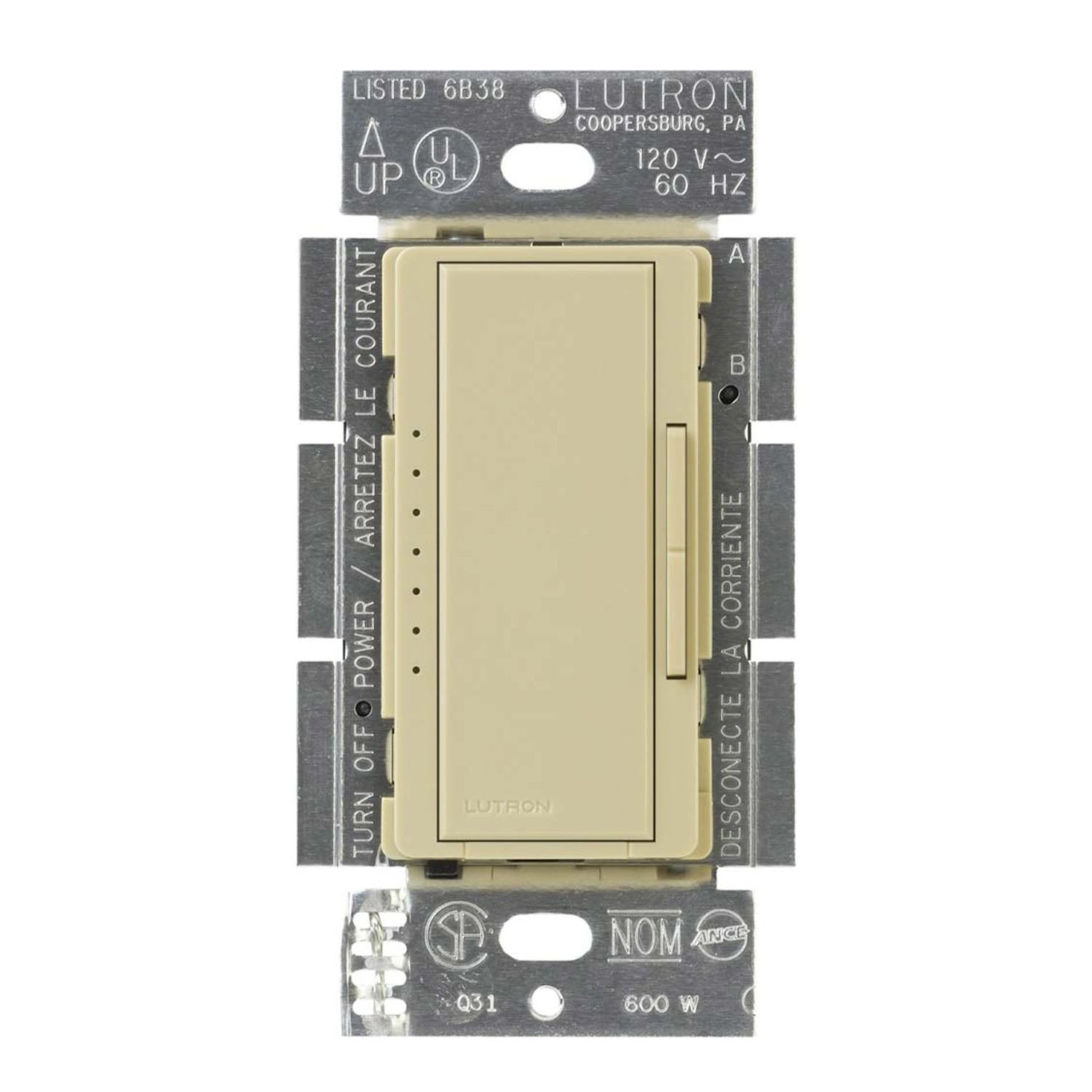RA2 Select Maestro Smart Dimmer Switch, 150W LED/450W MLV, Single-Pole or Multi-Location, Ivory - Bees Lighting