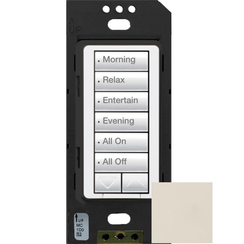 RadioRA 2 6-Button with Raise/Lower Keypad with LED Dimmer, Light Almond - Bees Lighting
