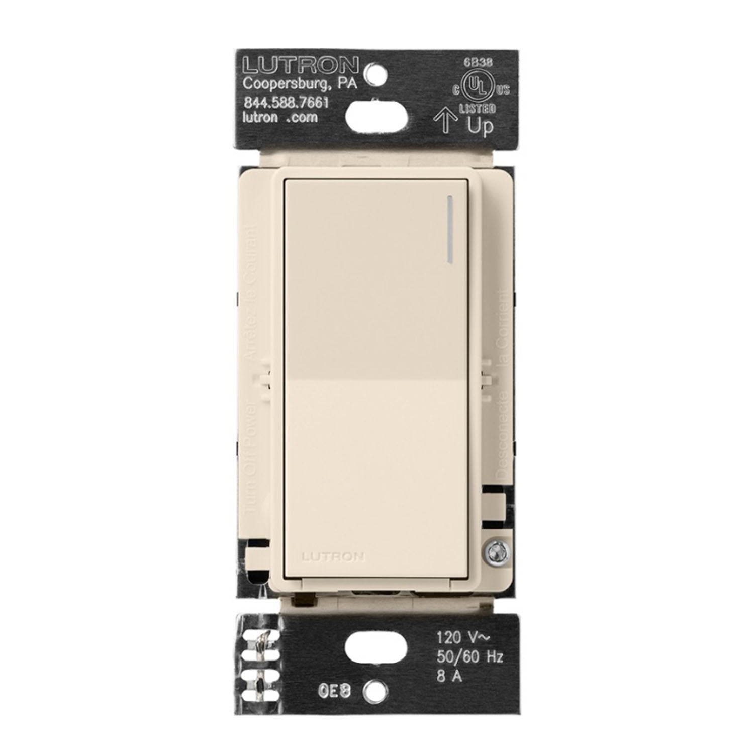 RadioRA 3 Sunnata Single Pole/Multi-Location Tap Smart Light Switch, Neutral Required, Light Almond - Bees Lighting