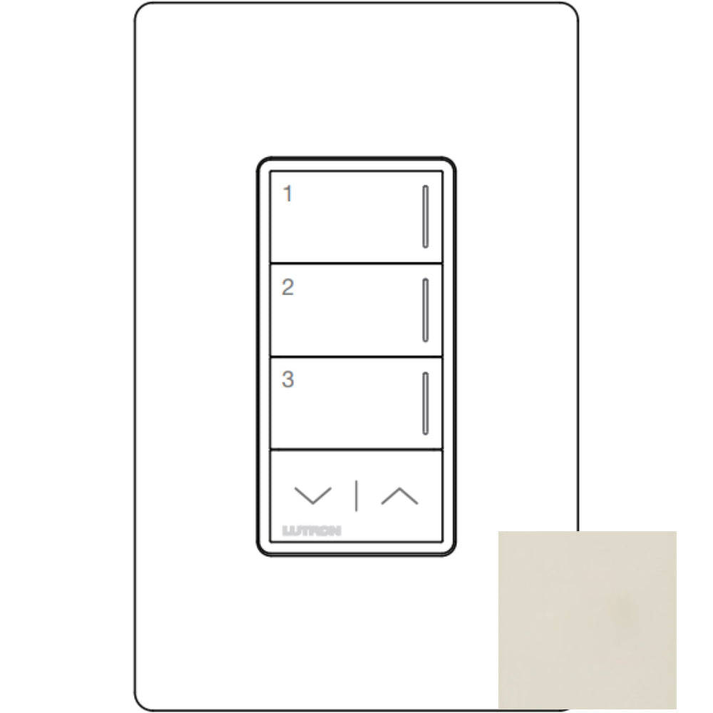 RadioRA 3 Sunnata Keypad, 3-Button with Raise/Lower, Light Almond - Bees Lighting