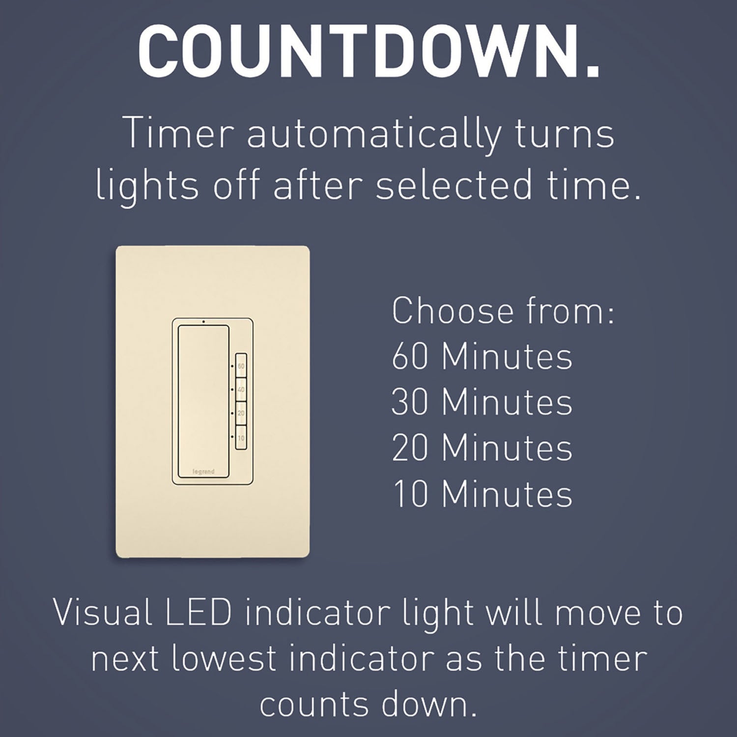 radiant 4-Button Countdown Digital Timer, 10-60 minutes, 600W, Light Almond - Bees Lighting