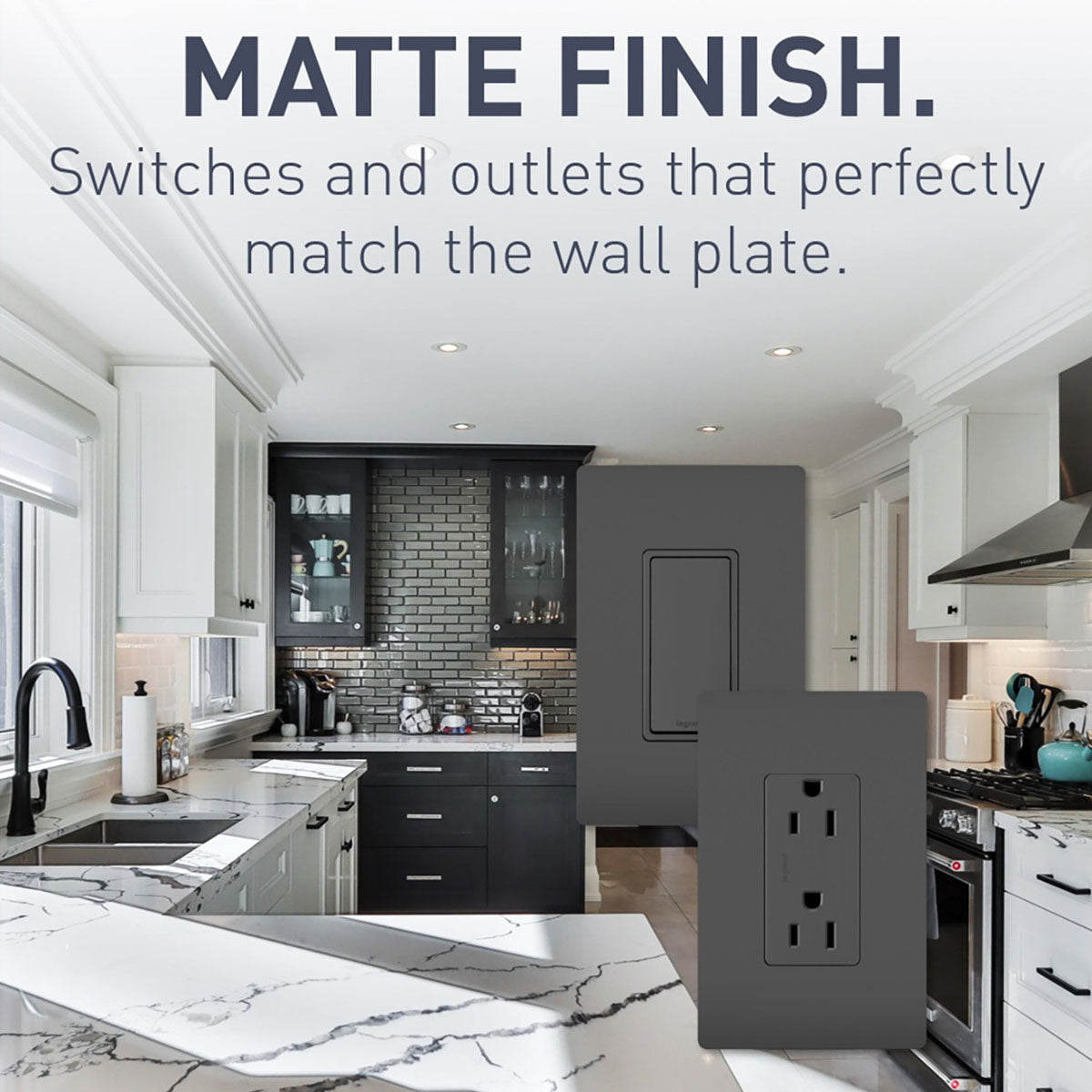 radiant 5-Gang Screwless Wall Plate, Black - Bees Lighting