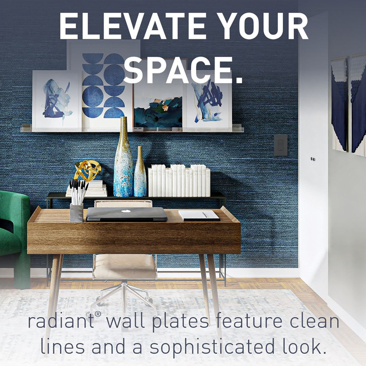 radiant 4-Gang Screwless Wall Plate, Graphite - Bees Lighting