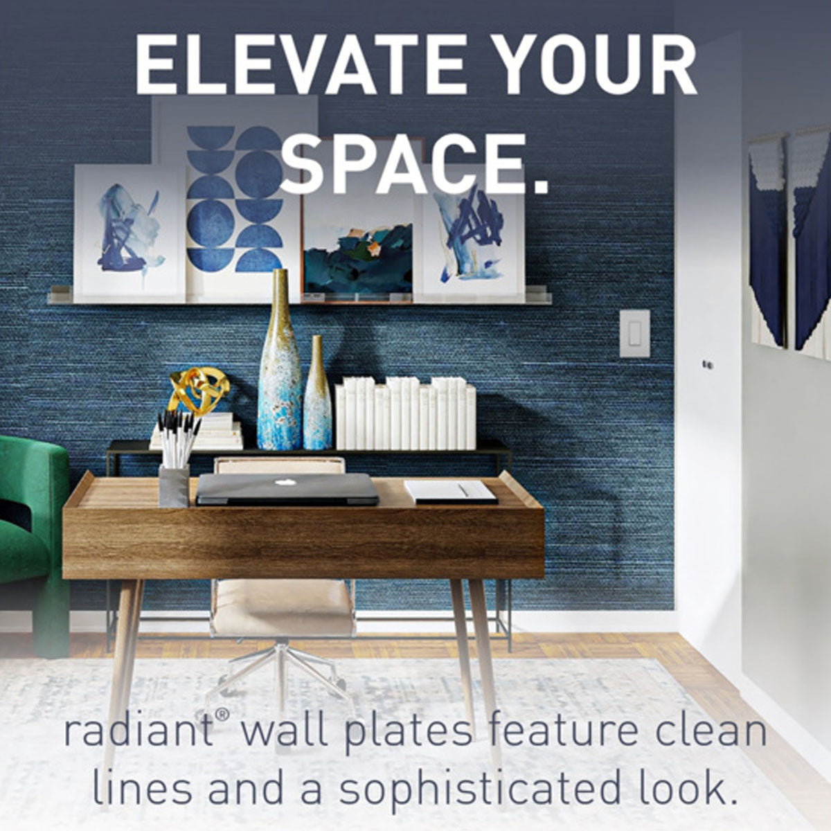 radiant 5-Gang Screwless Wall Plate, Gray - Bees Lighting