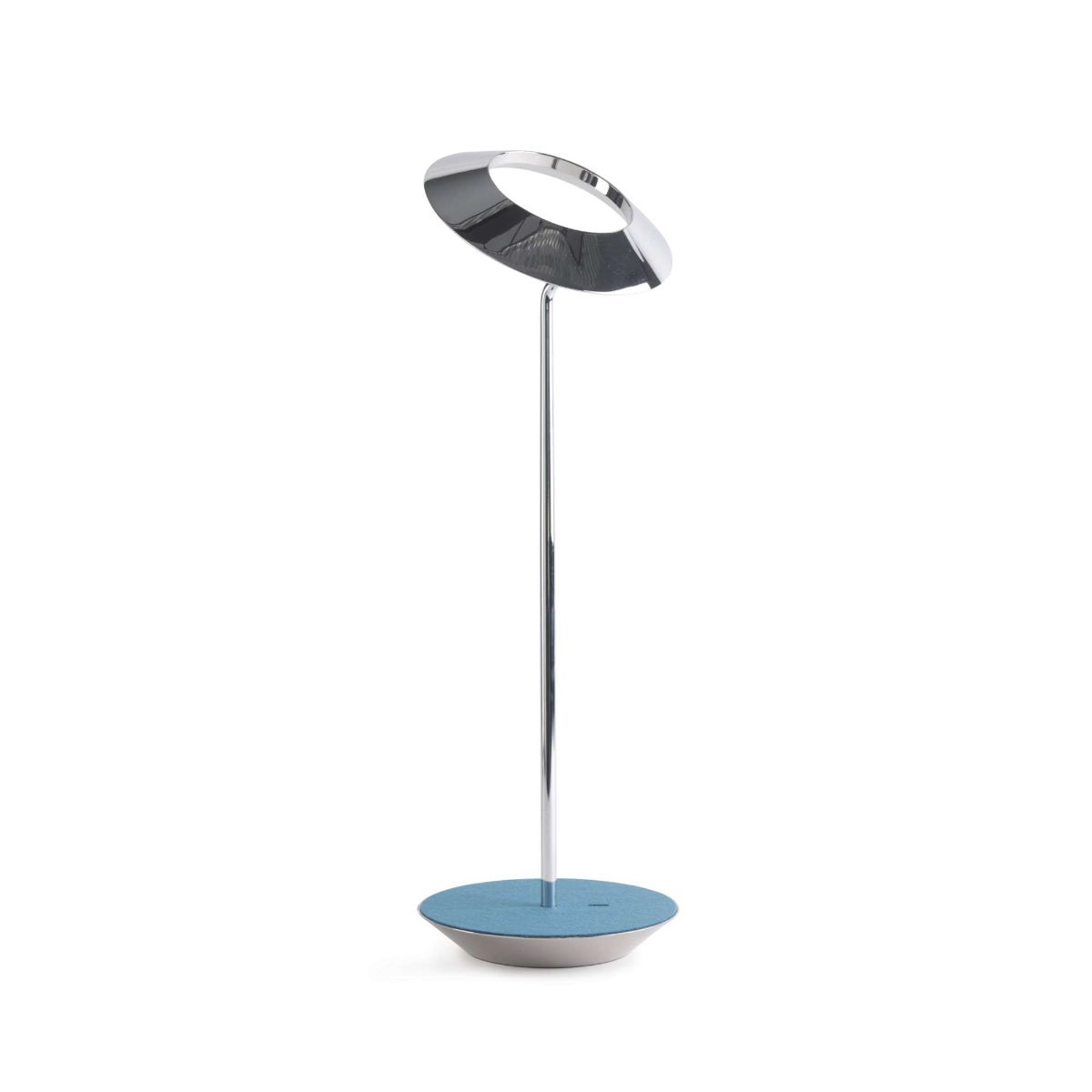 Royyo Chrome with Azure Felt Modern LED Desk Lamp with USB Port - Bees Lighting