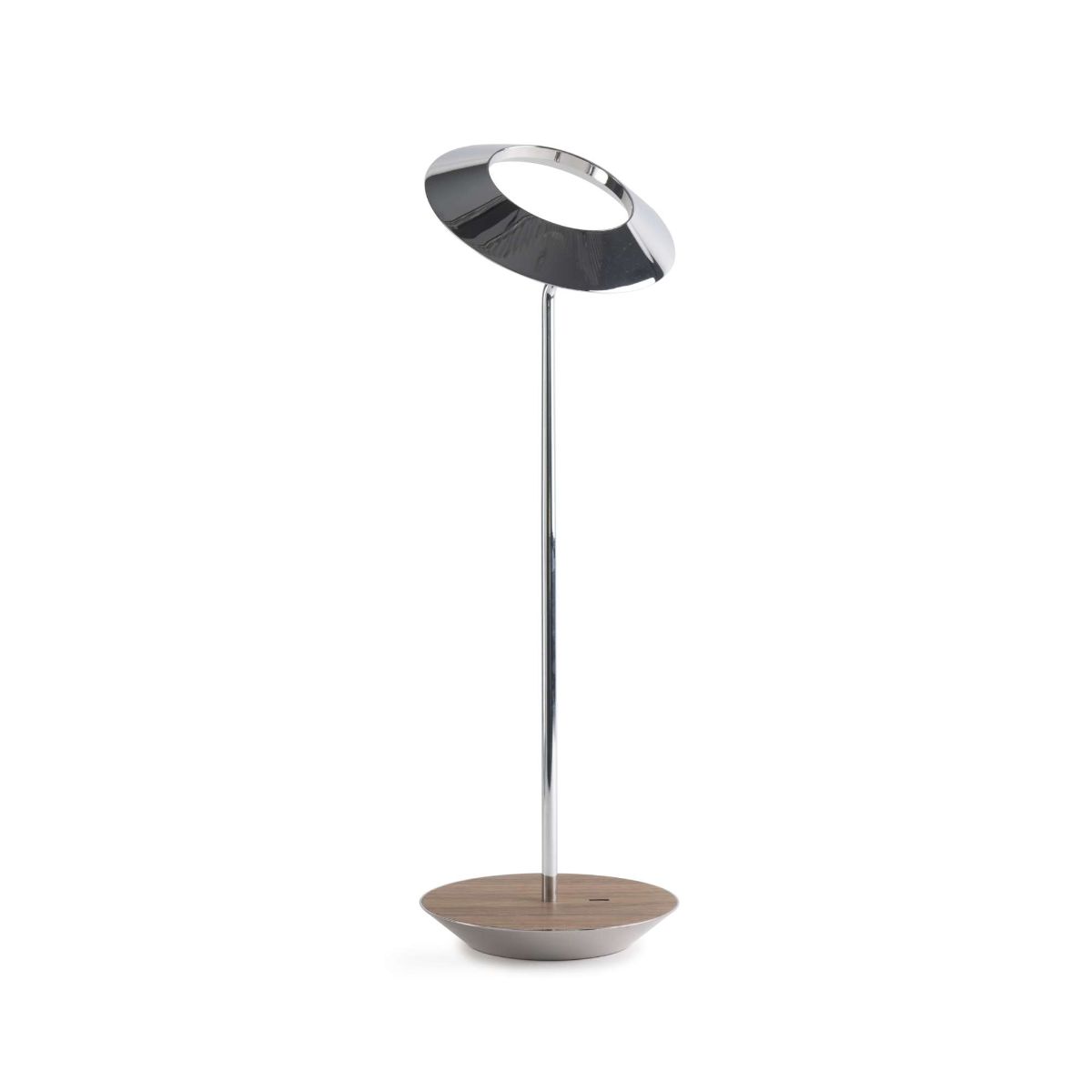Royyo Chrome With Oiled Walnut Modern LED Desk Lamp with USB Port - Bees Lighting