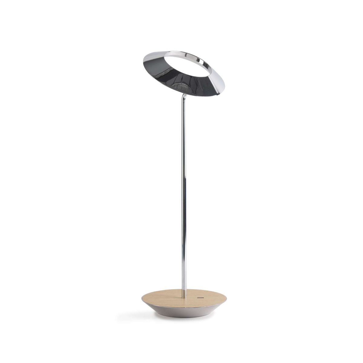 Royyo Chrome With White Oak Modern LED Desk Lamp with USB Port - Bees Lighting