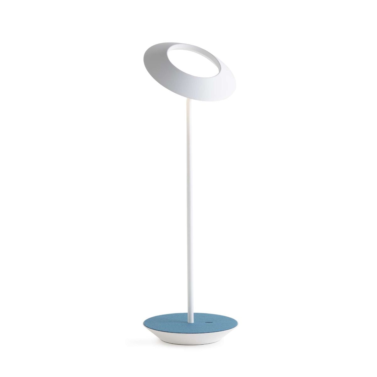 Royyo Matte White With Azure Felt Modern LED Desk Lamp with USB Port - Bees Lighting