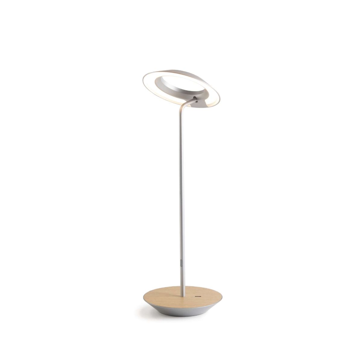 Royyo Silver With White Oak Modern LED Desk Lamp with USB Port - Bees Lighting