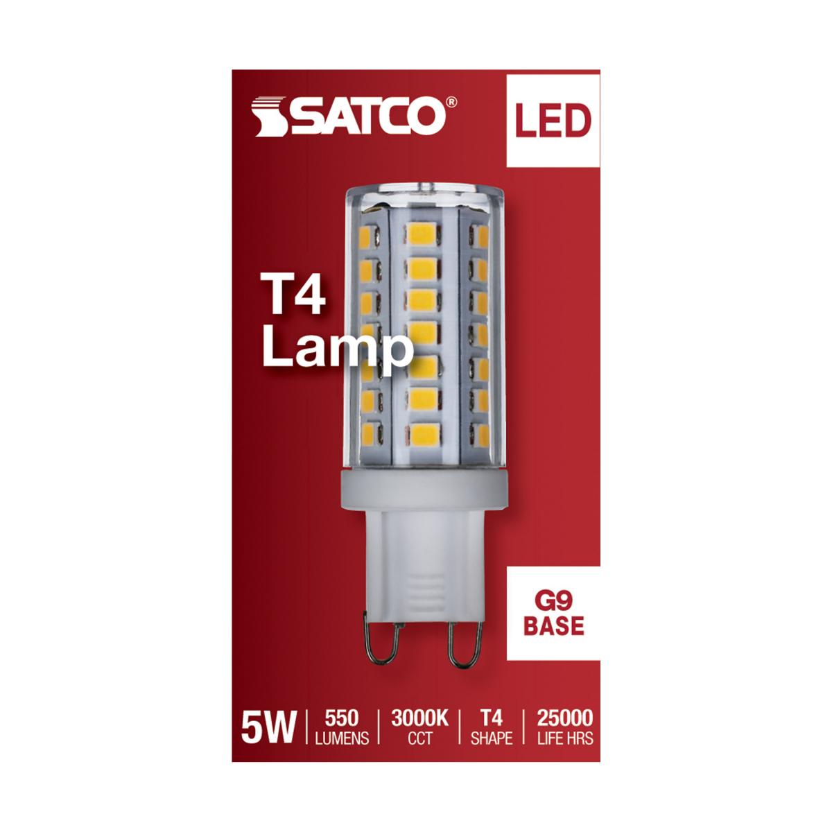 T4 Mini LED Bulb, 5 Watts, 550 Lumens, 3000K, G9 Base, Clear Finish, 120V - Bees Lighting