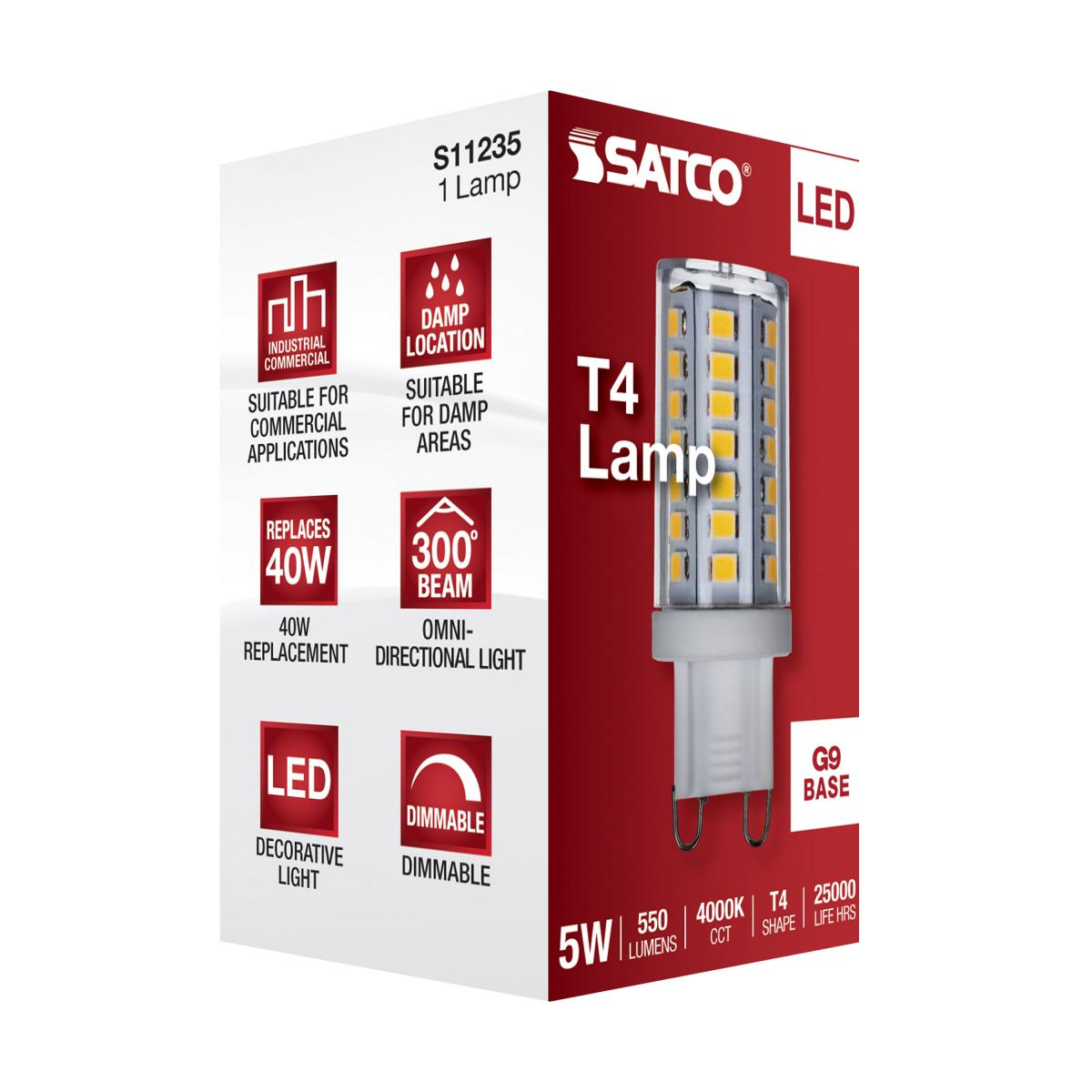 T4 Mini LED Bulb, 5 Watts, 550 Lumens, 4000K, G9 Base, Clear Finish, 120V - Bees Lighting