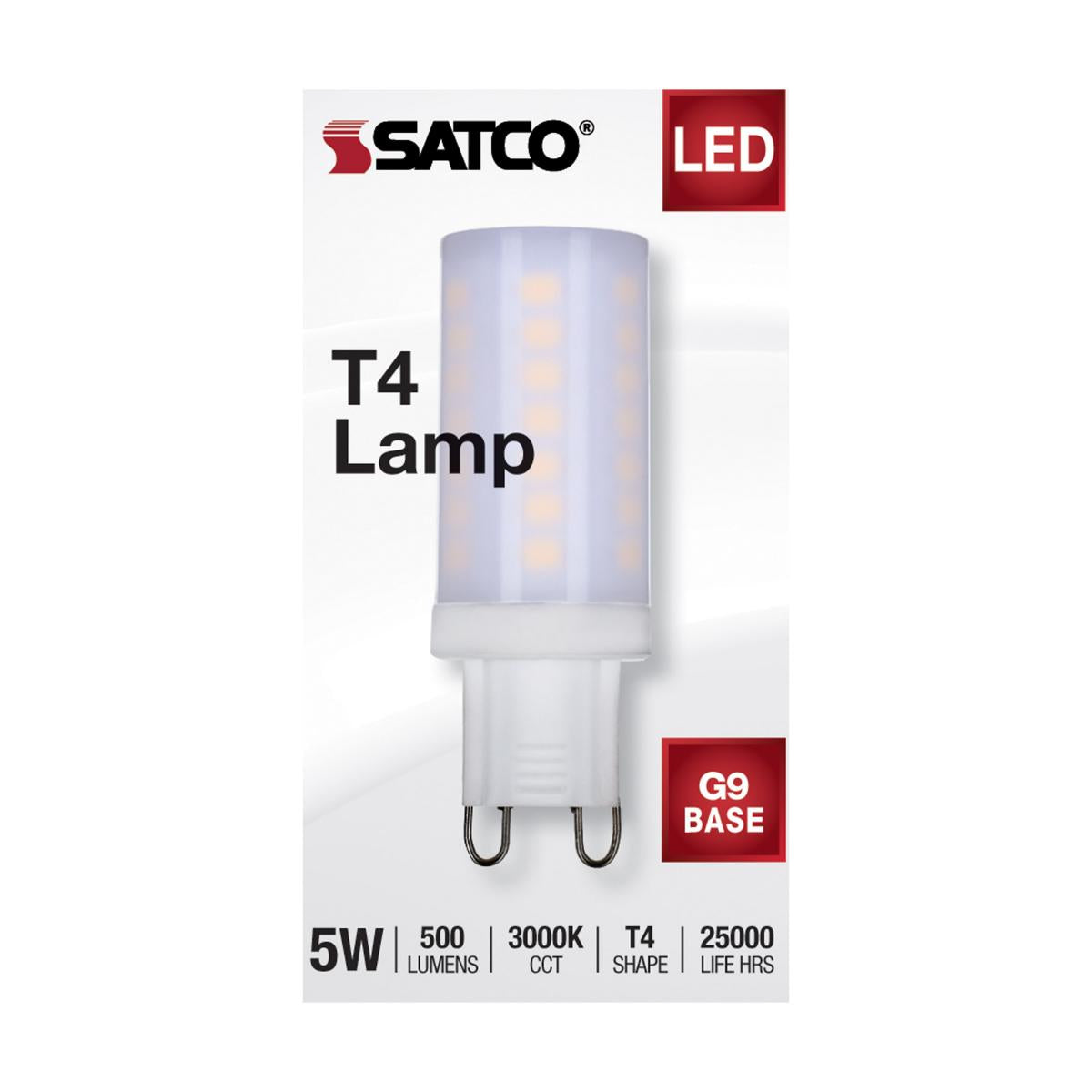 T4 Mini LED Bulb, 5 Watts, 500 Lumens, 3000K, G9 Base, Frosted Finish, 120V - Bees Lighting