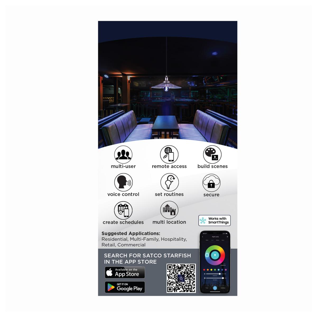 Starfish A19 Wi-Fi Smart LED Bulb, 6W, 450lm, RGB & Tunable White - Bees Lighting