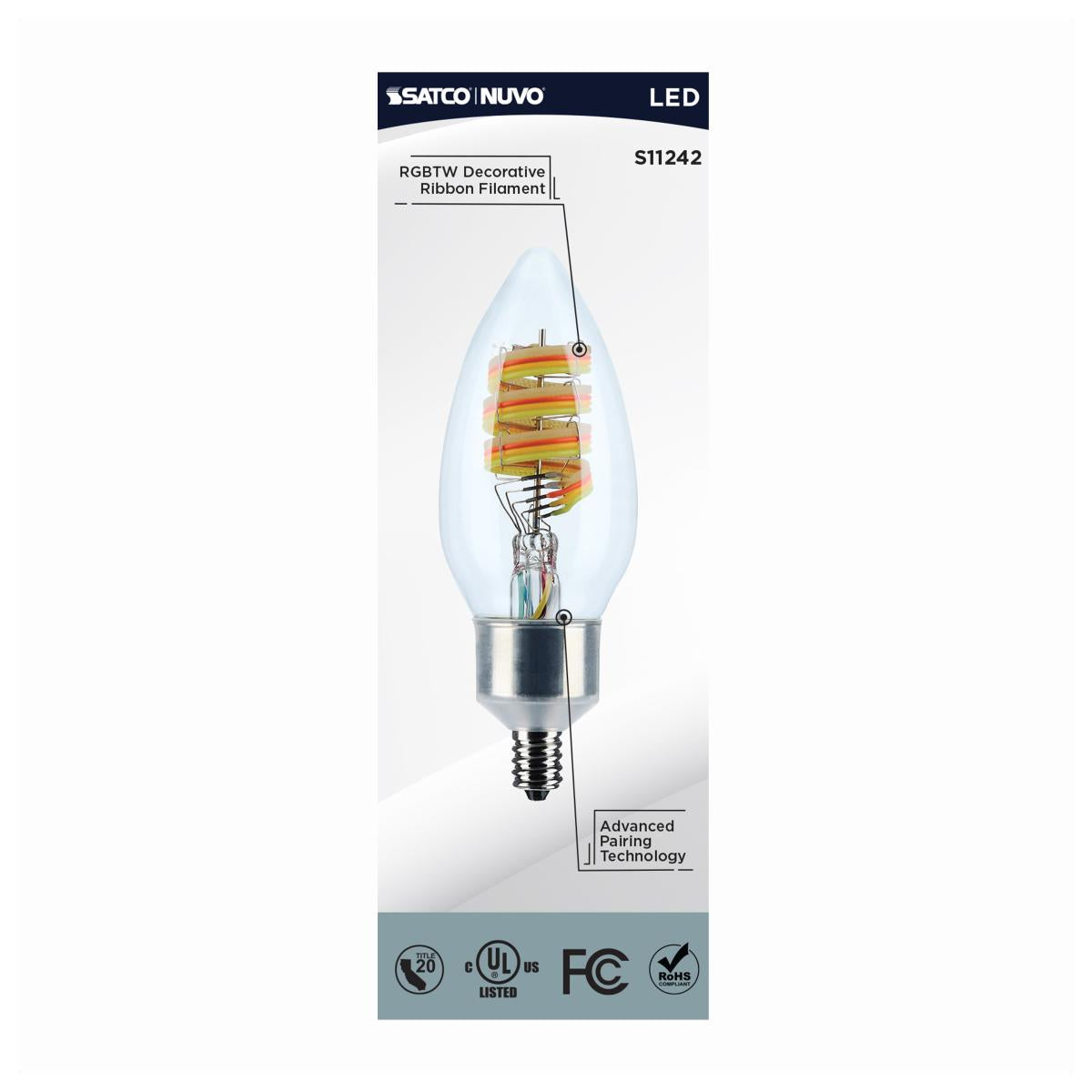 Starfish B11 WiFi Smart LED Bulb, 4W. 300Lm, RGB & Tunable White, Candelabra Base - Bees Lighting