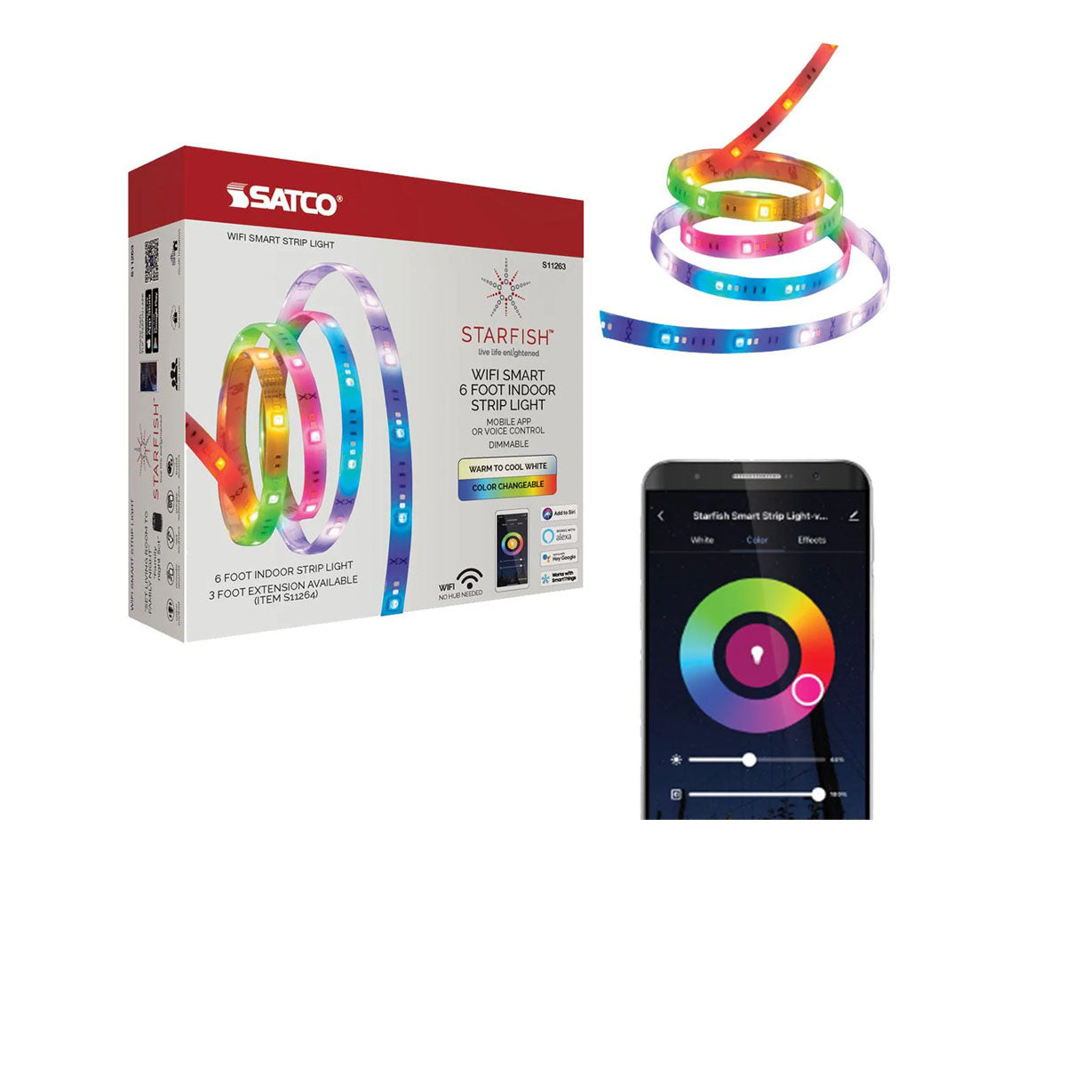 Starfish Wifi Smart Outdoor LED Strip Light kit, 6Ft Reel, RGBTW, 12V - Bees Lighting