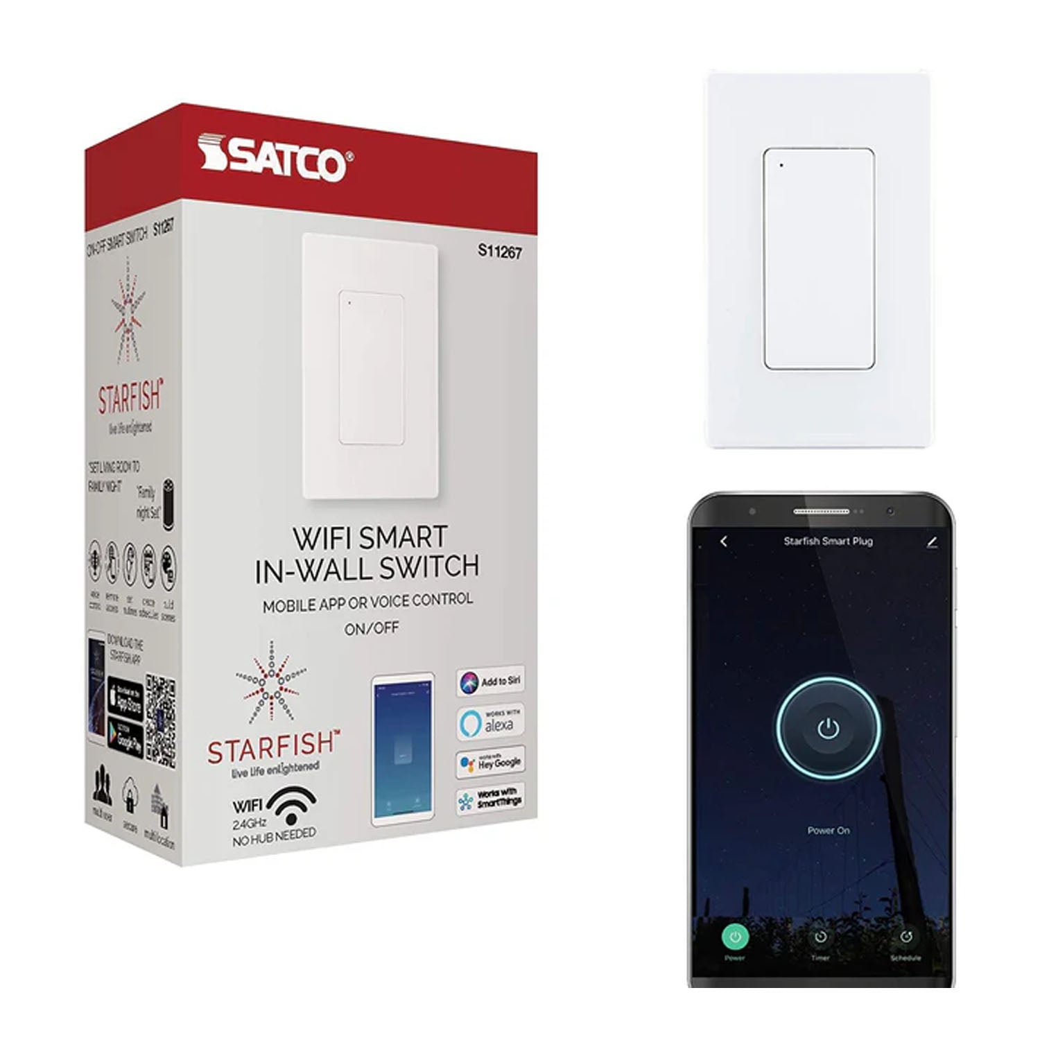 Starfish 3-Way/Multi-Location Tap Wi-Fi Smart Light Switch White - Bees Lighting