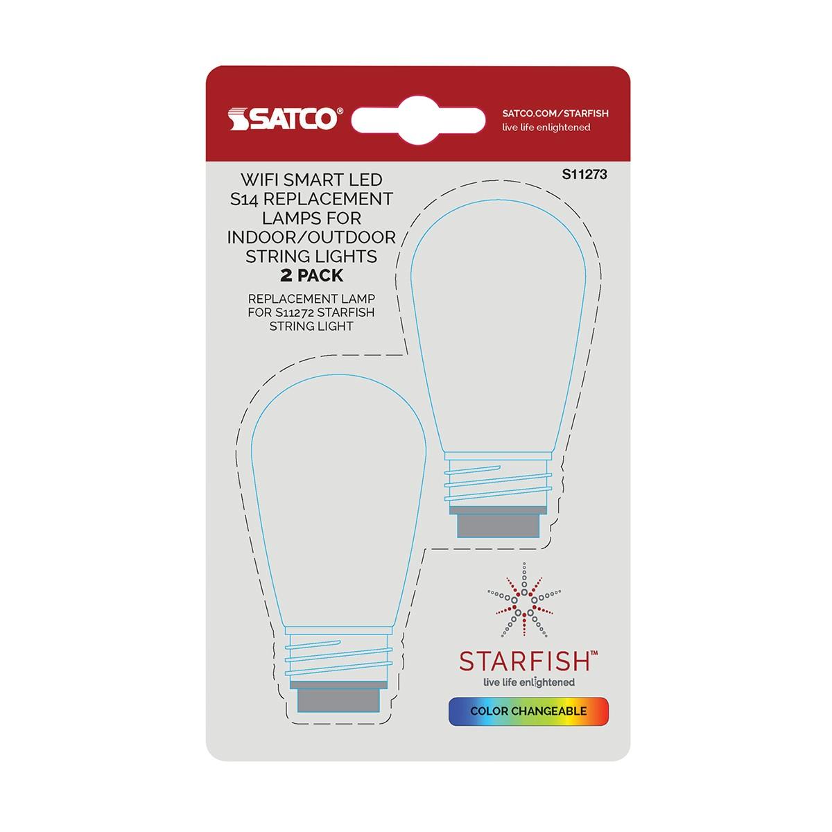 Starfish S14 LED Decorative Bulb, 25W Equivalent, 2700K RGBW Color Changing, 2 Per Box