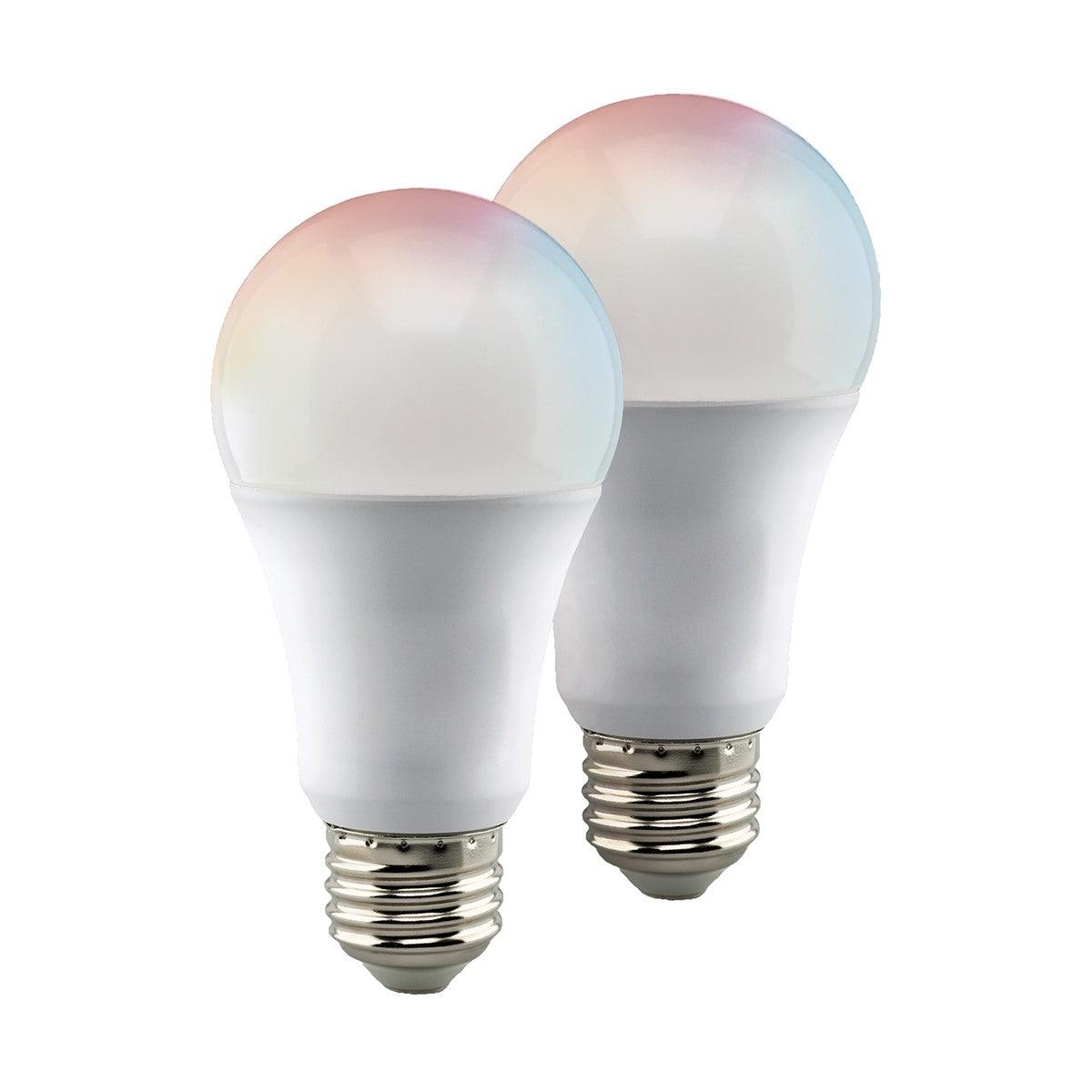 Starfish A19 Wi-Fi Smart LED Bulb, 10 Watts, 800 Lumens, 2700K-5000K, RGB And Tunable White, 2 Per Box