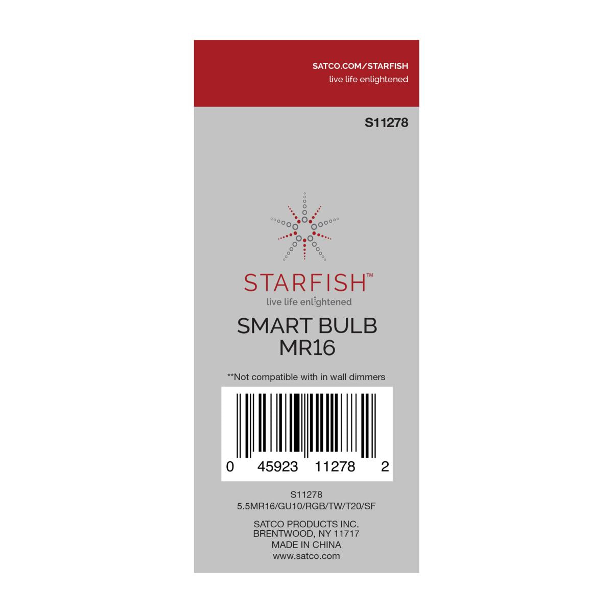 Starfish MR16 Wi-Fi Smart LED Bulb, 6W, 385 Lumens, RGBW & Tunable White, 50° Flood, T20 Compliant - Bees Lighting