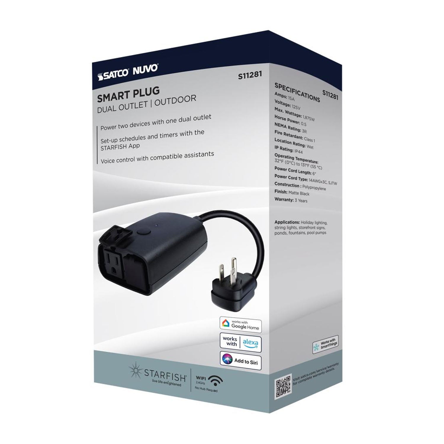 Starfish 15-Amp Wi-Fi Smart Outdoor Dual Plug-In Outlet - Bees Lighting
