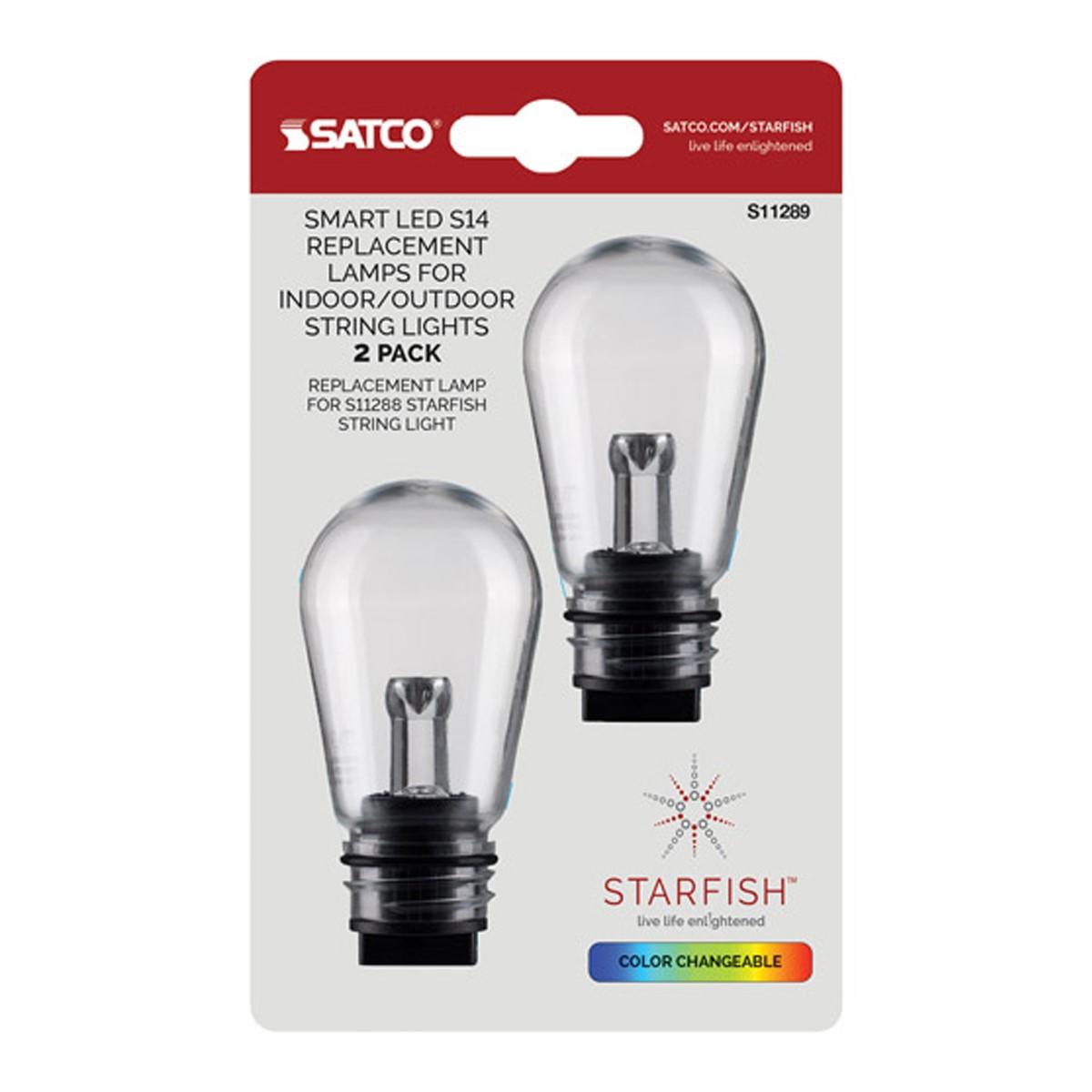 Starfish S14 LED Decorative Bulb, 15W Equivalent, 2700K-5000K RGBW Color Changing, 2 Per Box