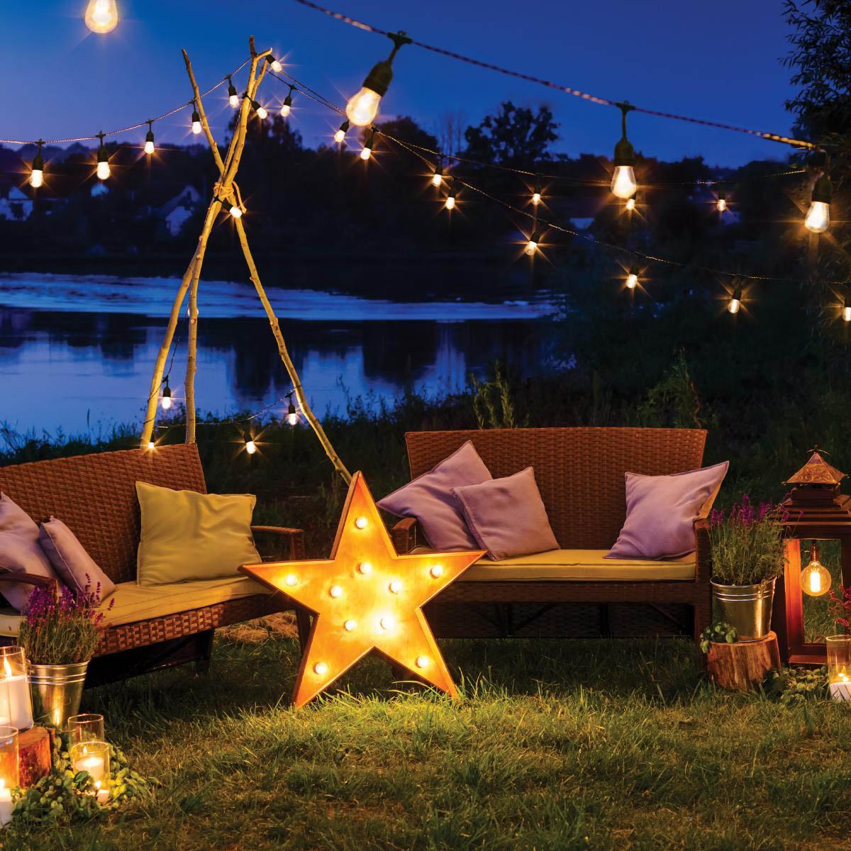 Starfish WiFi Smart Indoor/Outdoor LED String Light, 12-S14 Bulbs, Tunable White