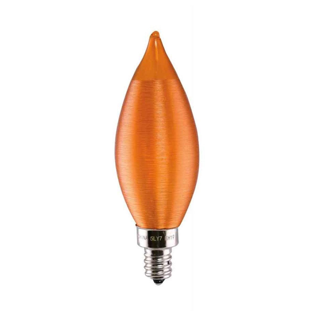 CA11 Candle Filament LED Bulb, 2 Watt, 100 Lumens, 2100K, E12 Candelabra Base, Amber Finish - Bees Lighting