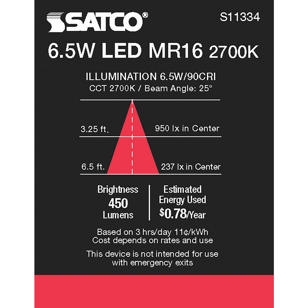 MR16 LED Bulb, 7 Watts, 450 Lumens, 2700K, 50W Equal, GU5.3 Base, 25° Spot, 12V - Bees Lighting