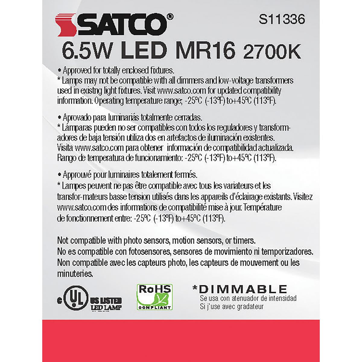 MR16 LED Bulb, 7 Watts, 450 Lumens, 2700K, 50W Equal, GU5.3 Base, 40° Flood, 12V - Bees Lighting