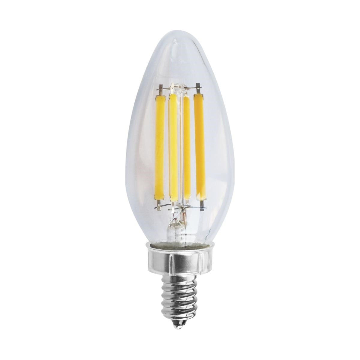 C11 Candle Filament LED Bulb, 8 Watt, 760 Lumens, 3000K, E12 Candelabra Base, Clear Finish