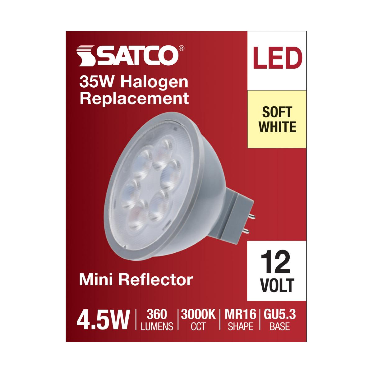 MR16 LED Bulb, 5 Watts, 360 Lumens, 3000K, 35W Equal, GU5.3 Base, 40° Flood, 12V - Bees Lighting