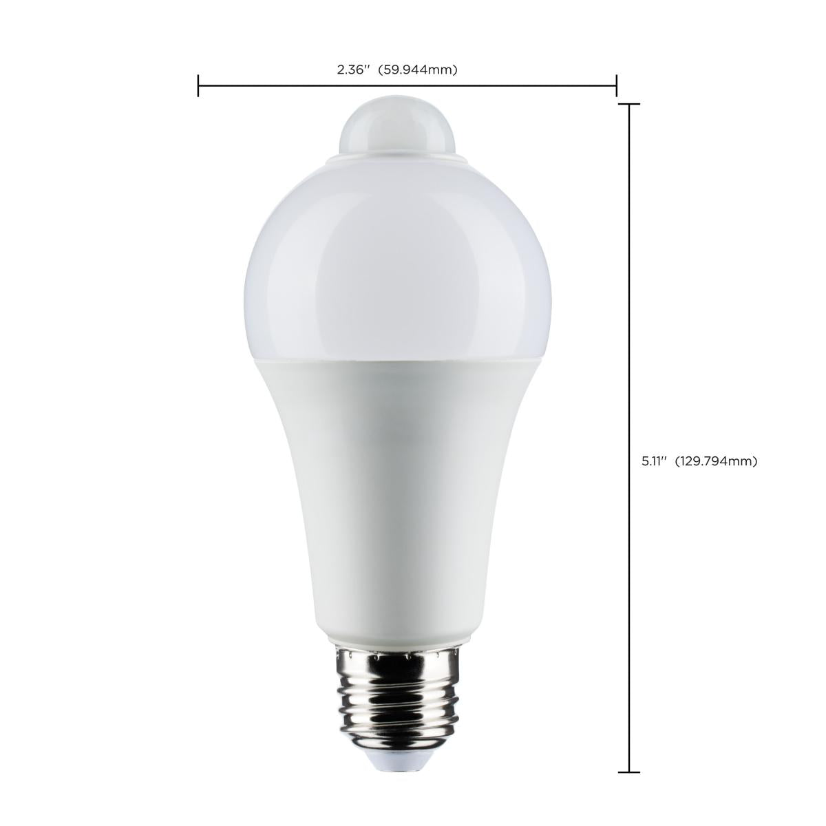 A19 LED Bulb with PIR Sensor, 12 Watts, 1050 Lumens, 3000K, E26 Medium Base, Frosted Finish - Bees Lighting