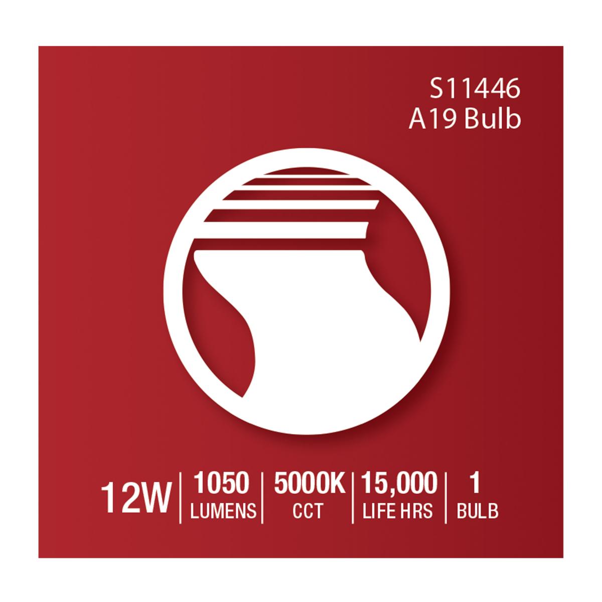 A19 LED Bulb with PIR Sensor, 12 Watts, 1050 Lumens, 5000K, E26 Medium Base, Frosted Finish - Bees Lighting