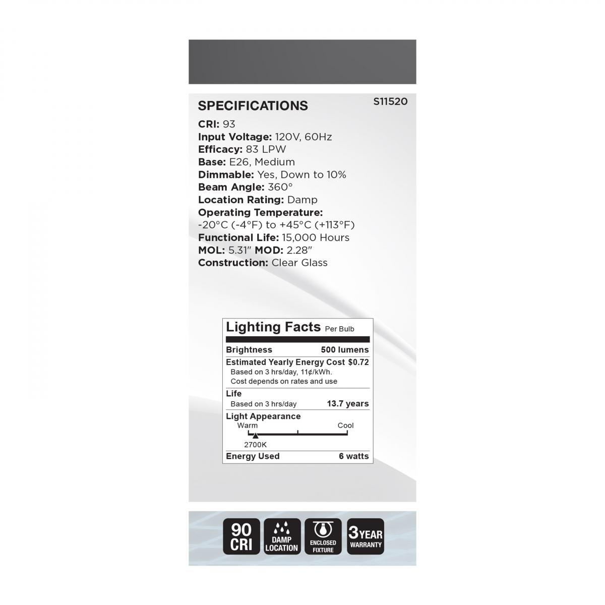 Reminiscent Gray Coil Filament ST19 LED Bulb, 6 Watts, 500 Lumens, 2700K, E26 Medium Base - Bees Lighting