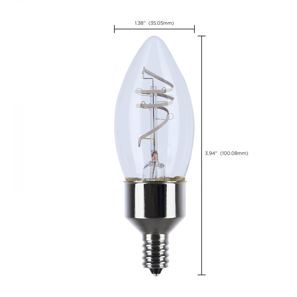Reminiscent Gray Coil Filament B11 LED Bulb, 4 Watts, 350 Lumens, 2700K, E12 Candelabra Base - Bees Lighting