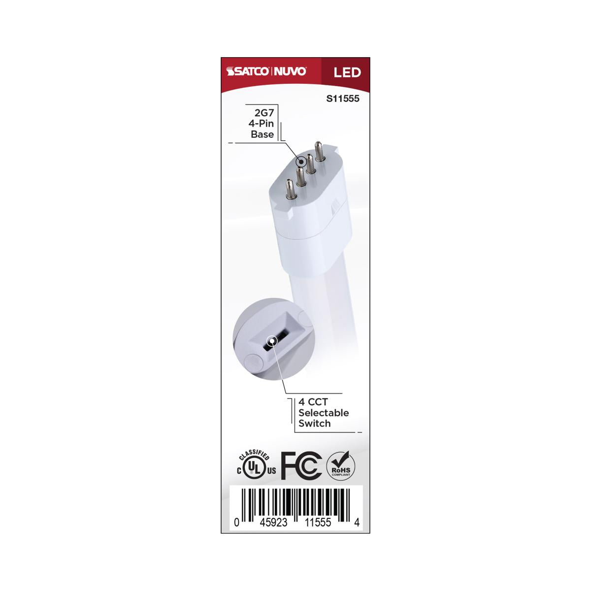 4 Pin PLL LED Bulb, 4W, 410 Lumens, Ballast Bypass, 27K|30K|35K|40K , 2G7 Base