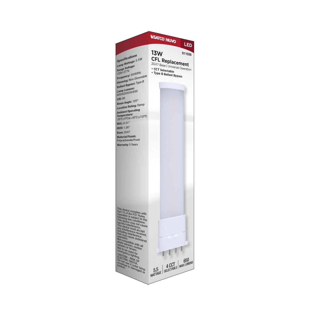 4 Pin PLL LED Bulb, 6W, 650 Lumens, Ballast Bypass, 27K|30K|35K|40K, 2GX7 Base