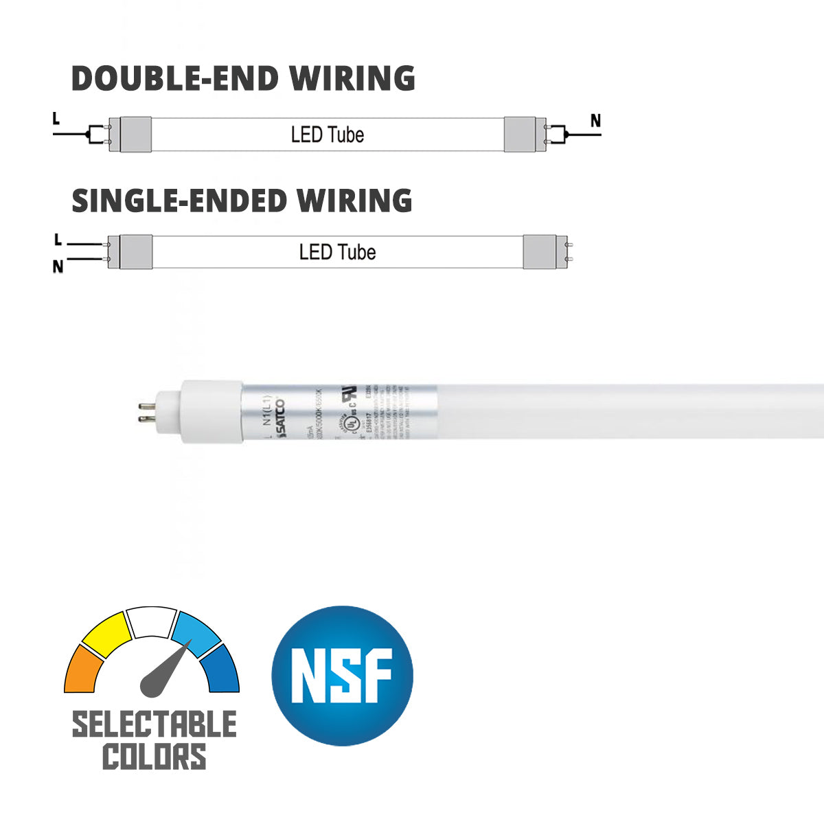 2ft T5 LED Bulb, 9 Watts, 1250 Lumens, 3000K to 6500K, Ballast Bypass, Single|Dual End - Bees Lighting