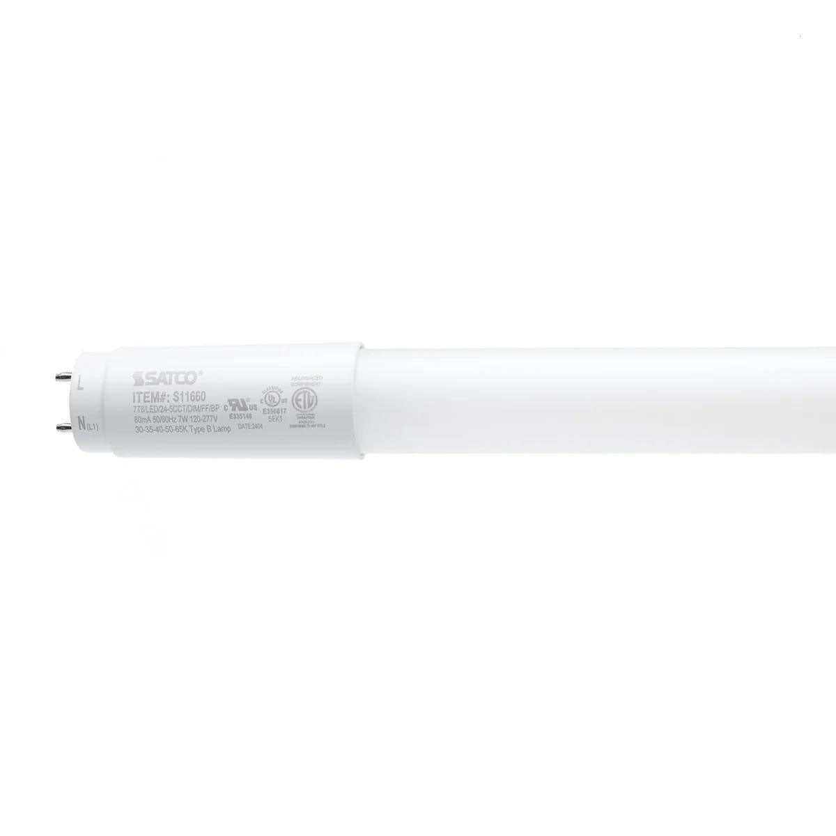 2ft Flicker Free LED T8 Tube, 7 Watts, 1000lm, 3000K to 6500K, Ballast Bypass, Single|Dual End - Bees Lighting