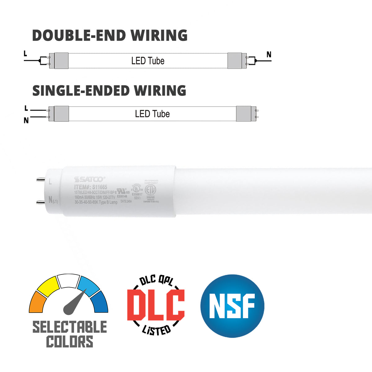 4ft Flicker Free LED T8 Tube, 15W, 2200lm, 3000K to 6500K, Ballast Bypass, 25-Pack - Bees Lighting