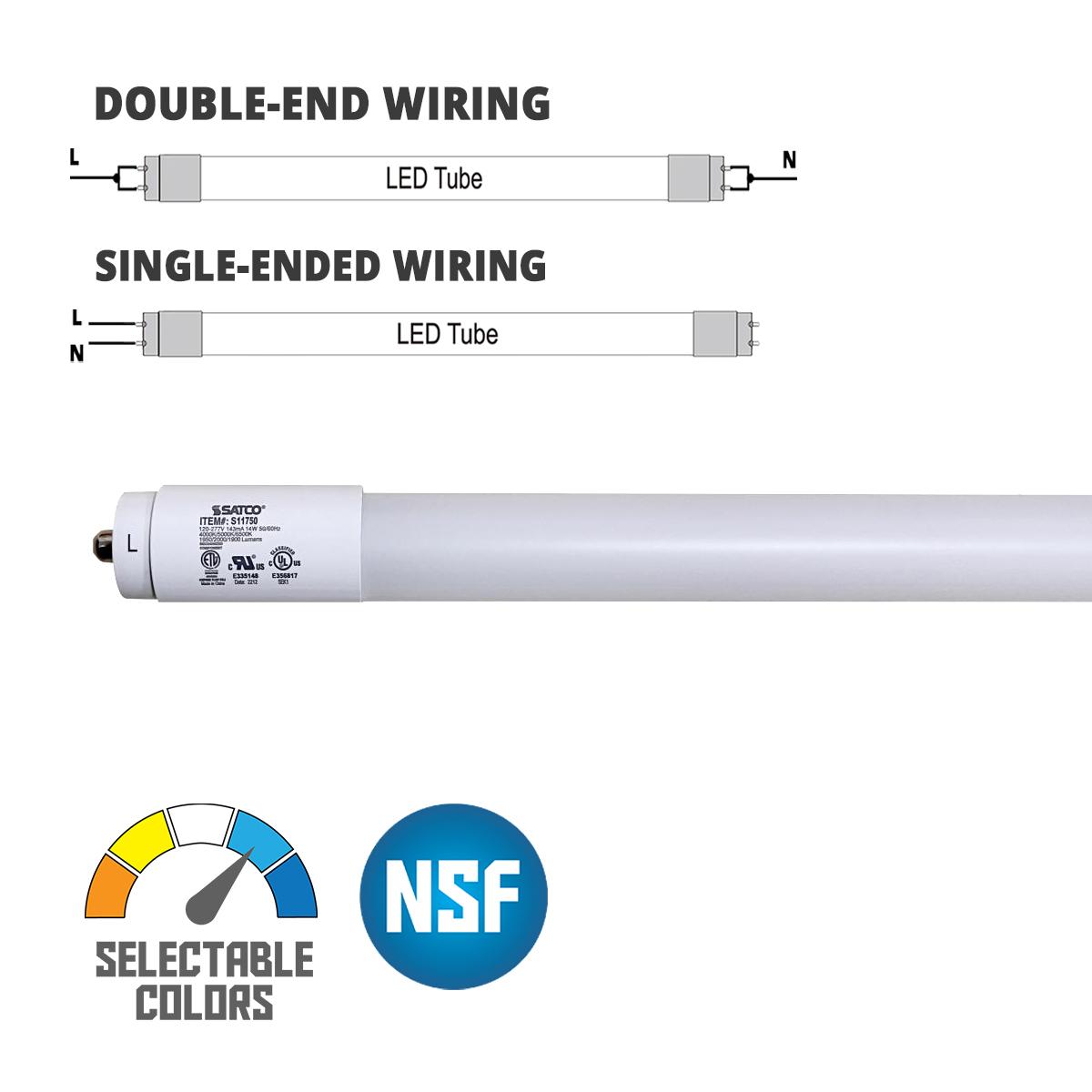 4ft T8 LED Bulb, 14W, 2000lm, 40K|50K|65K, Fa8 Base, Ballast Bypass, Single|Dual End - Bees Lighting
