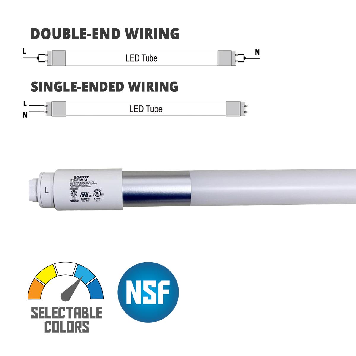 6ft T8 LED Bulb, 30W, 4300lm, 40K|50K|65K, R17D Base, Ballast Bypass, Single|Dual End - Bees Lighting