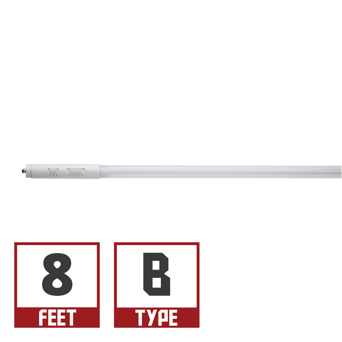 8ft LED T8 Lamp, 2-Piece, 24W|32W|40W, 5500lm, 3000K to 6500K, FA8/R17d, Type B - Bees Lighting