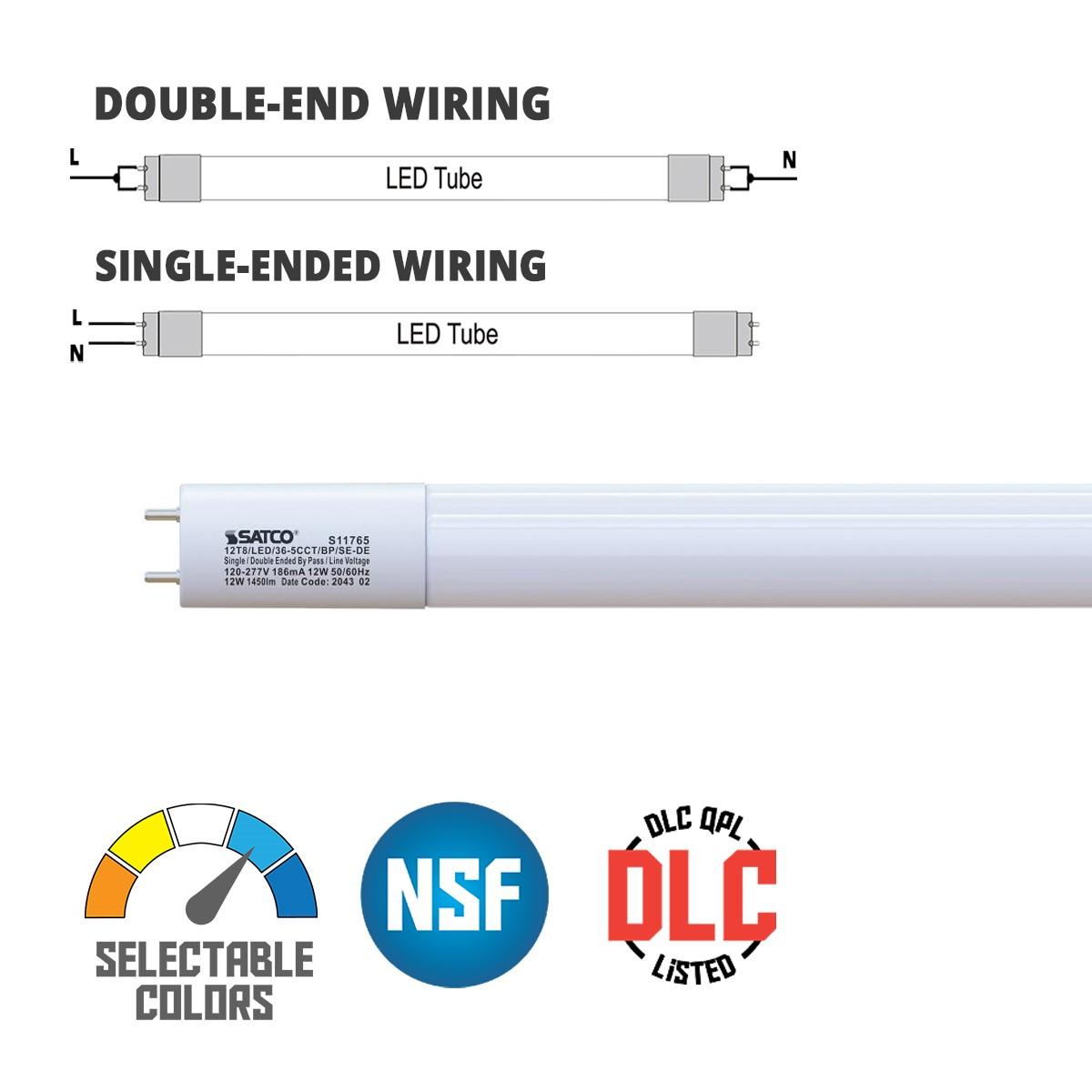 3ft T8 LED Bulb, 12 Watt, 1450 Lumens, Selectable CCT 3000K to 6500K, Ballast Bypass, Single/Dual End (Case Of 25) - Bees Lighting