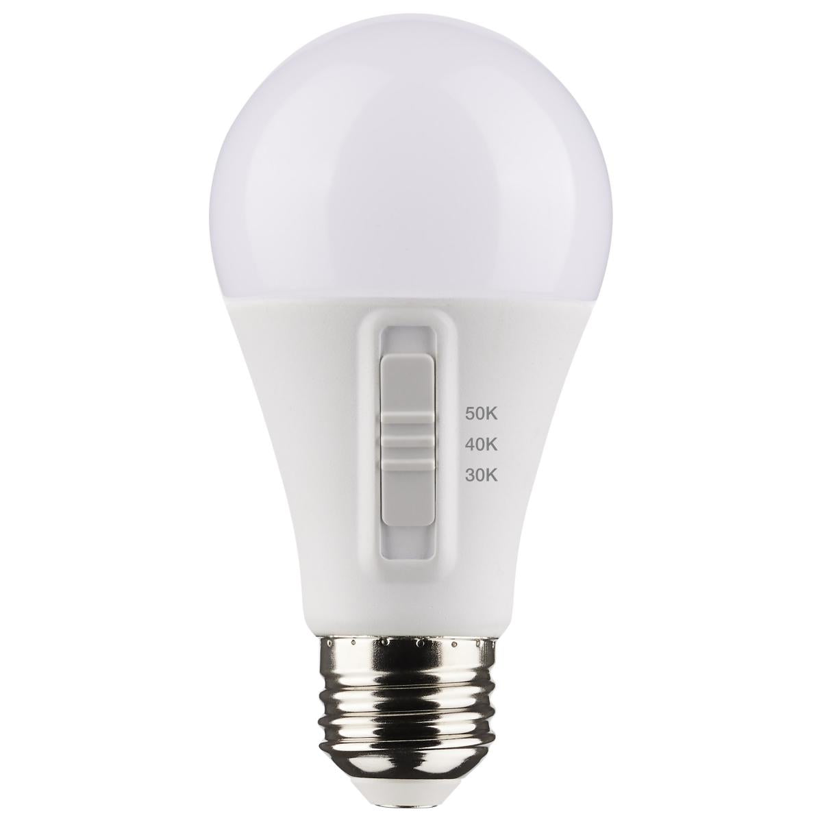 A19 LED Bulb, 75W Equivalent, 12 Watt, 1100 Lumens, Selectable CCT 30K/40K/50K, E26 Medium Base, Frosted Finish