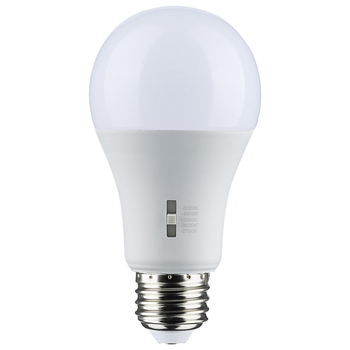 A19 LED Bulb, 60W Equivalent, 9 Watt, 800 Lumens, Selectable CCT 2700K to 5000K, E26 Medium Base, Frosted Finish