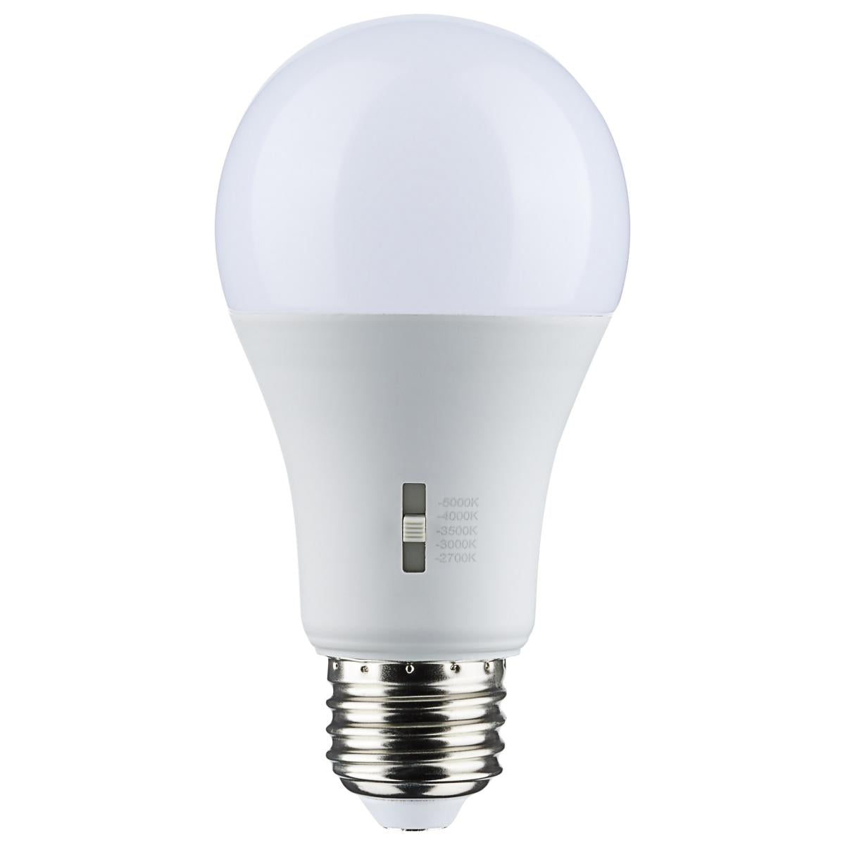 A19 LED Bulb, 75W Equivalent, 12 Watt, 1100 Lumens, Selectable CCT 2700K to 5000K, E26 Medium Base, Frosted Finish